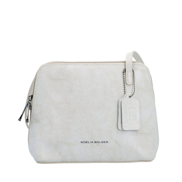 Kožená crossbody kabelka s premysleným členením Noelia Bolger materiál kože zapínanie na zips farba biela veľkosť malá NB 0115 OW Spredu
