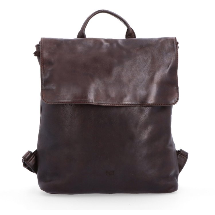 Kožený batoh s chlopňou vo vintage štýle Noelia Bolger materiál kože zapínanie na zips farba hnedá veľkosť stredná NB 2014 H Spredu
