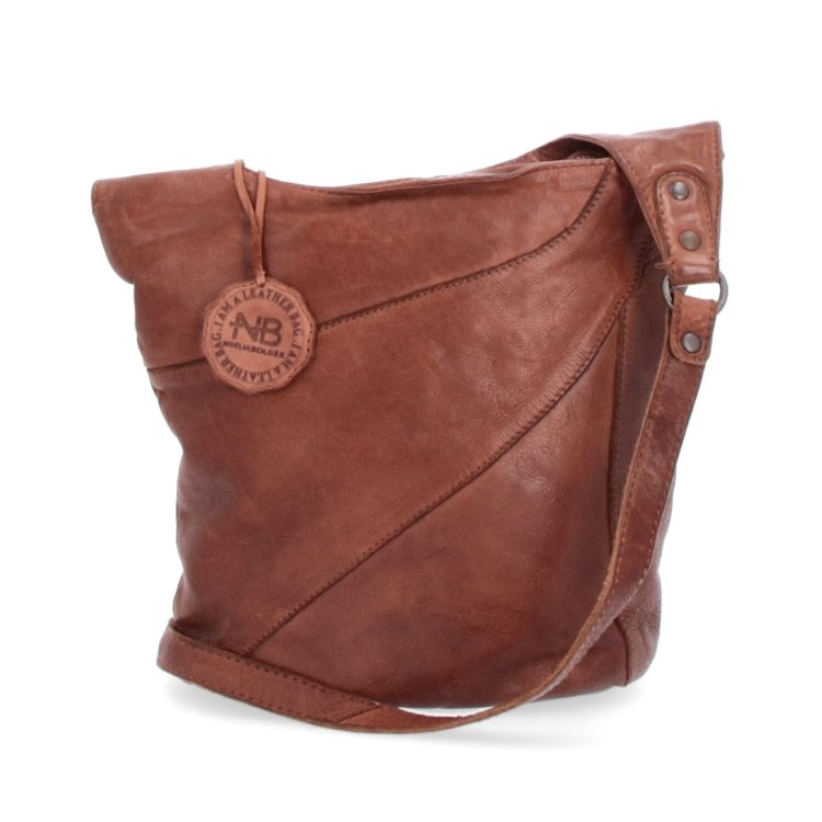 Elegantná kožená crossbody kabelka s vreckami Noelia Bolger materiál kože zapínanie na zips farba koňaková veľkosť malá NB 2101 KO Spredu