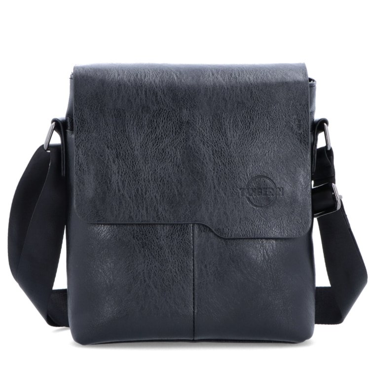 Crossbody taška s chlopňou Tangerin materiál syntetická koža zapínanie na zips farba čierna veľkosť stredná 2325 C Spredu