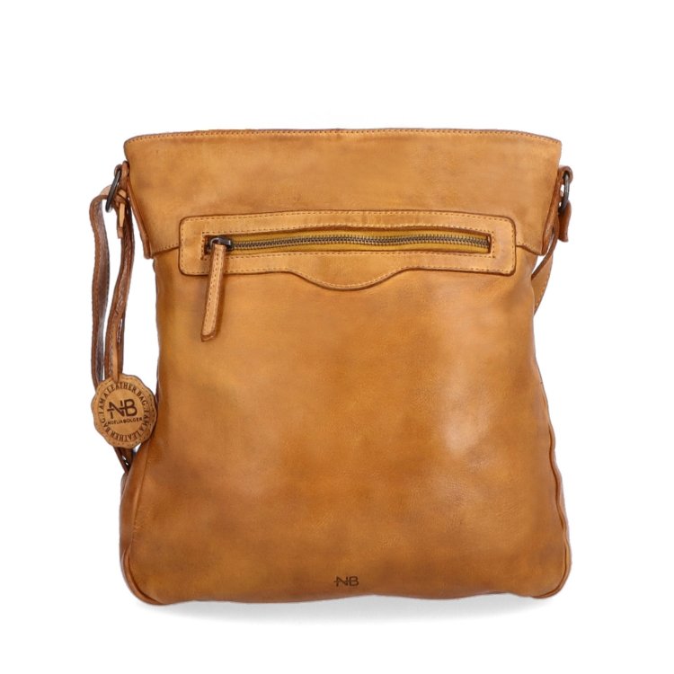 Kožená crossbody s predným vreckom na zips Noelia Bolger materiál kože zapínanie na zips farba žltá veľkosť stredná NB 2103 ZLU Spredu