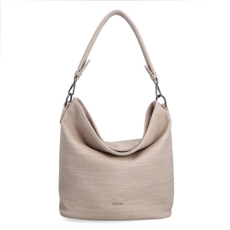 Originálna hobo bag Carmelo materiál syntetická koža zapínanie na zips farba béžová veľkosť stredná 4304 BE Spredu
