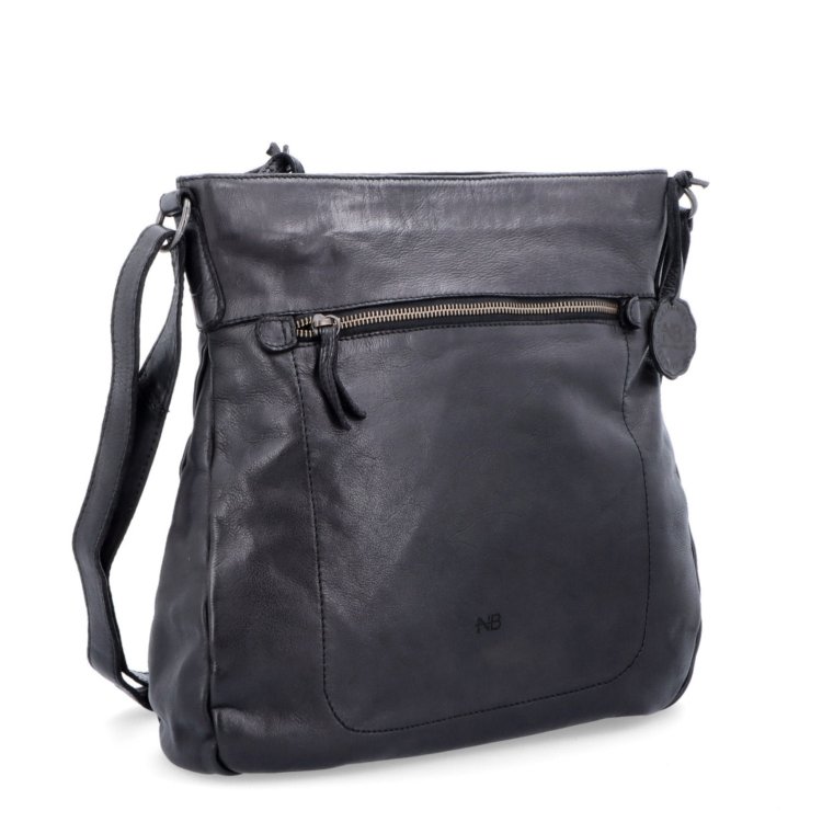 Vintage kožená crossbody kabelka Noelia Bolger materiál kože zapínanie na zips farba čierna veľkosť stredná NB 2004 C
