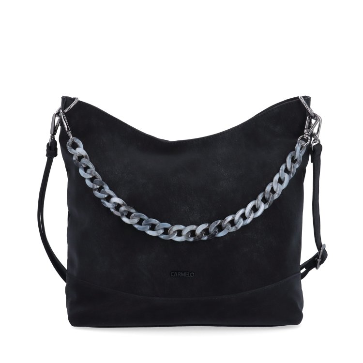 Štýlová crossbody kabelka s odnímateľným reťazom Carmelo materiál syntetická koža zapínanie na zips farba čierna veľkosť stredná 4660 C Spredu