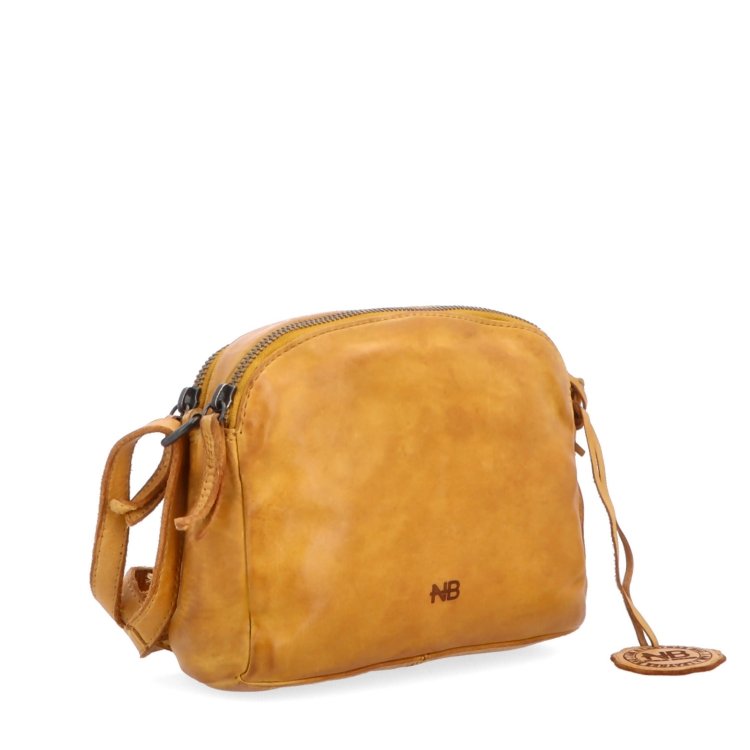 Kvalitná kožená crossbody kabelka Noelia Bolger materiál kože zapínanie na zips farba žltá veľkosť malá NB 2408 ZLU