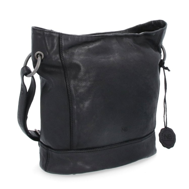 Kožená crossbody kabelka s dizajnovým prešívaním Noelia Bolger materiál kože zapínanie na zips farba čierna veľkosť stredná NB 2089 C