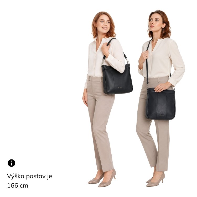 Kabelka s odopínateľným popruhom a uchom Tangerin materiál syntetická koža zapínanie na zips farba metalíza veľkosť stredná 8048 BR Na postave