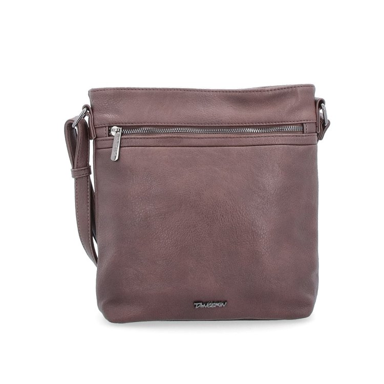 Menší crossbody kabelka Tangerin materiál syntetická koža zapínanie na zips farba hnedá veľkosť stredná 8022 TH Spredu