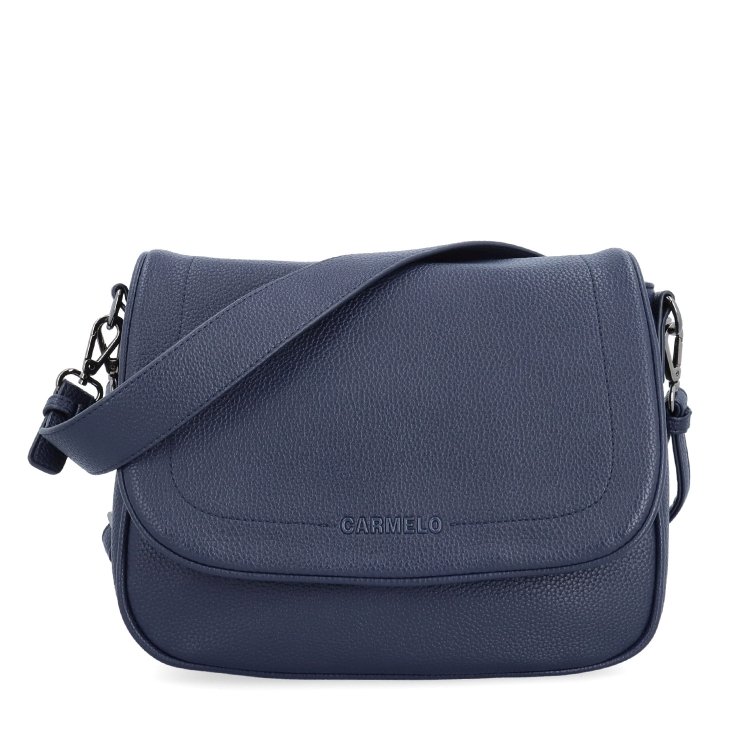 Dámska crossbody kabelka s jemnou štruktúrou Carmelo materiál syntetická koža zapínanie s chlopňou farba modrá veľkosť stredná 4361 TM Spredu