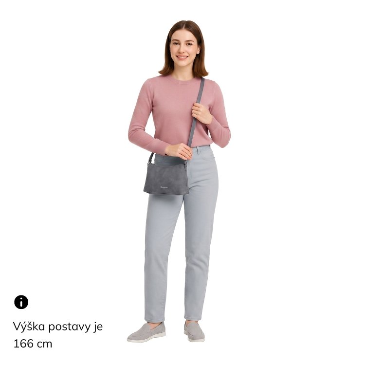 Malá elegantná crossbody kabelka Tangerin materiál syntetická koža zapínanie na zips farba hnedá veľkosť malá 1109 H Na postave