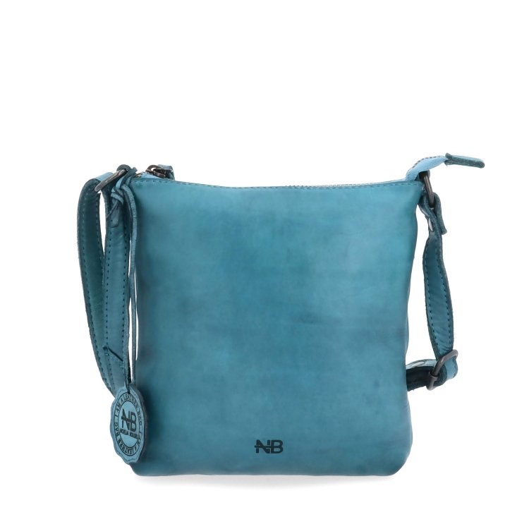 Elegantná kožená crossbody kabelka Noelia Bolger materiál kože zapínanie na zips farba tyrkysová veľkosť malá NB 2415 TYR Spredu