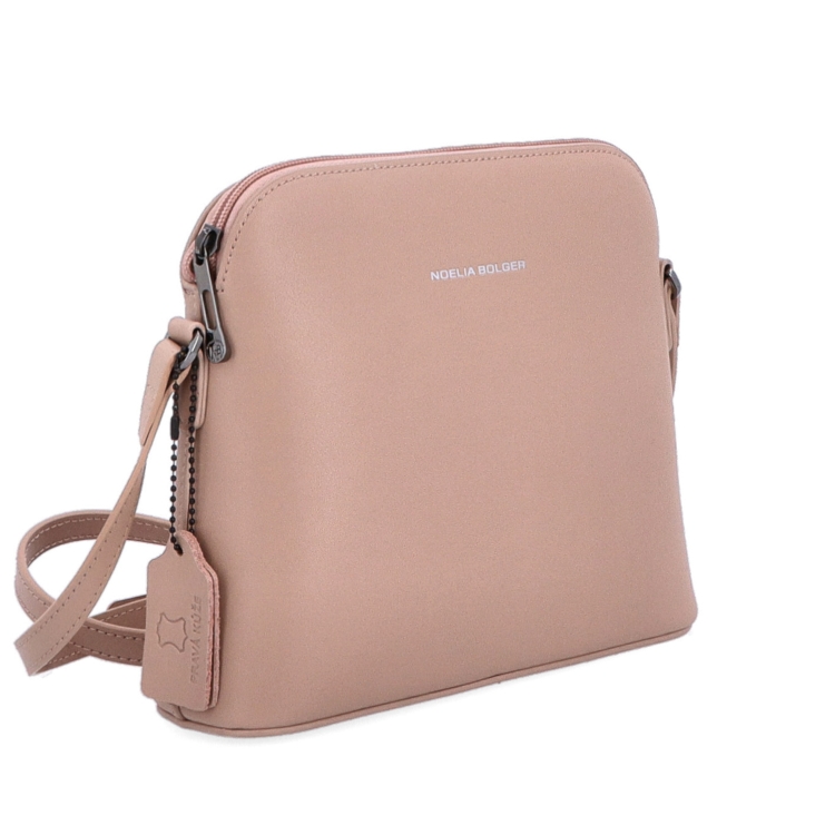 Kožená crossbody kabelka s čistým dizajnom Noelia Bolger materiál kože zapínanie na zips farba nude veľkosť malá NB 0064 N