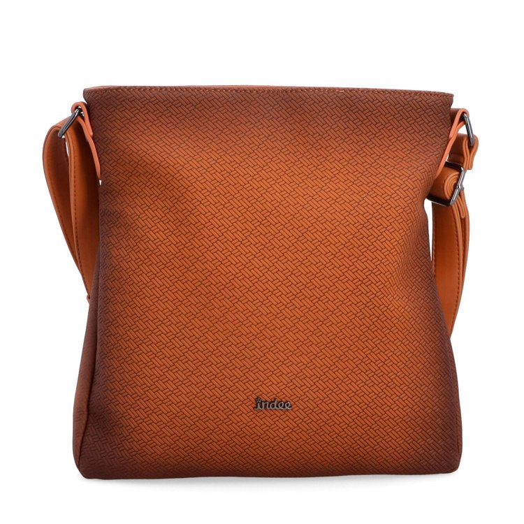 Stredná jednoduchá crossbody kabelka Indee materiál syntetická koža zapínanie na zips farba oranžová veľkosť stredná 6317 O Spredu
