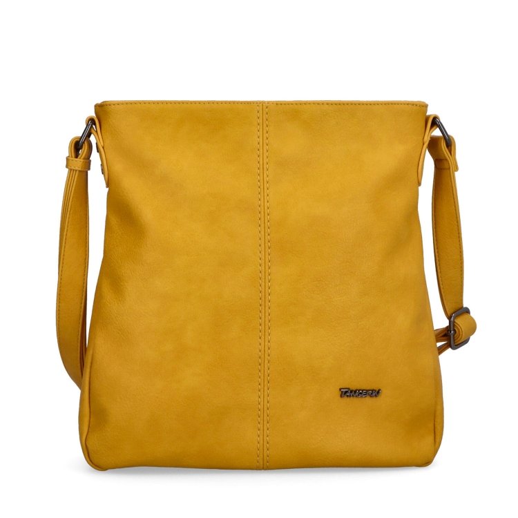Crossbody kabelka s jednoduchým prešívaním Tangerin materiál syntetická koža zapínanie na zips farba žltá veľkosť stredná 8003 ZLU Spredu