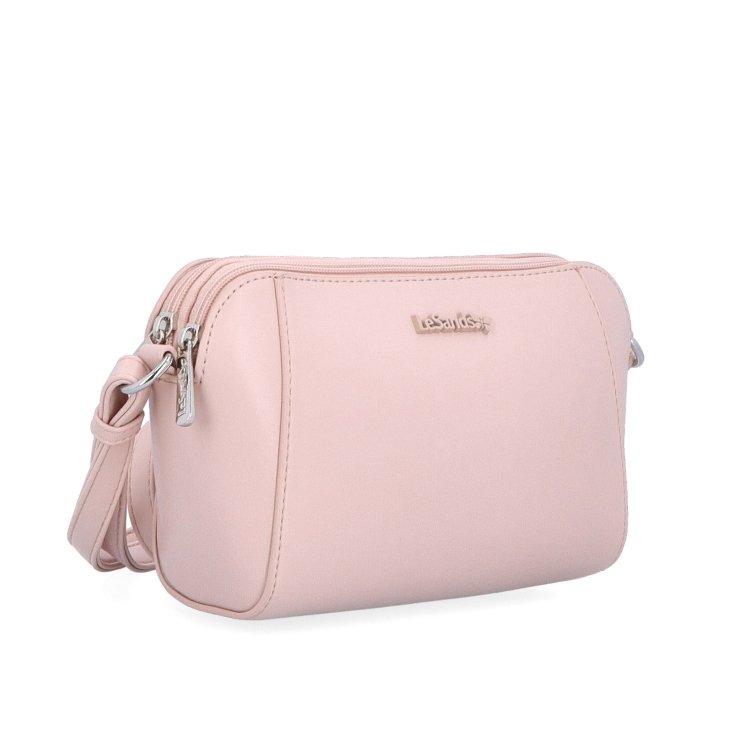 Menšia crossbody kabelka s dvoma vreckami Le Sands materiál syntetická koža zapínanie na zips farba ružová veľkosť malá 7716 R
