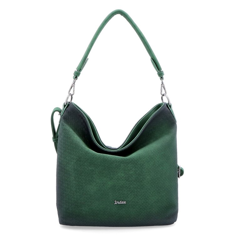 Crossbody hobo bag Indee materiál syntetická koža zapínanie na zips farba zelená veľkosť stredná 6318 TZE Spredu