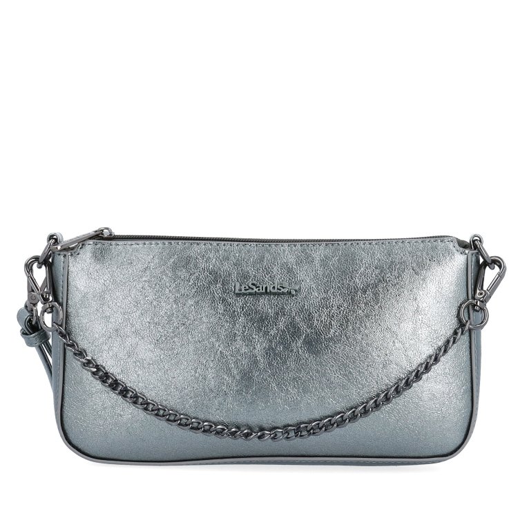 Malá crossbody kabelka s odnímateľnou retiazkou Le Sands materiál syntetická koža zapínanie na zips farba metalíza veľkosť malá 4610 TI Spredu