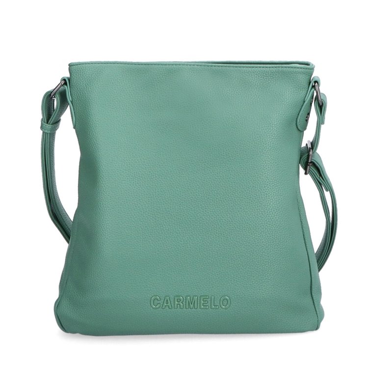 Dizajnová crossbody kabelka Carmelo materiál syntetická koža zapínanie na zips farba zelená veľkosť stredná 4271 ZE Spredu