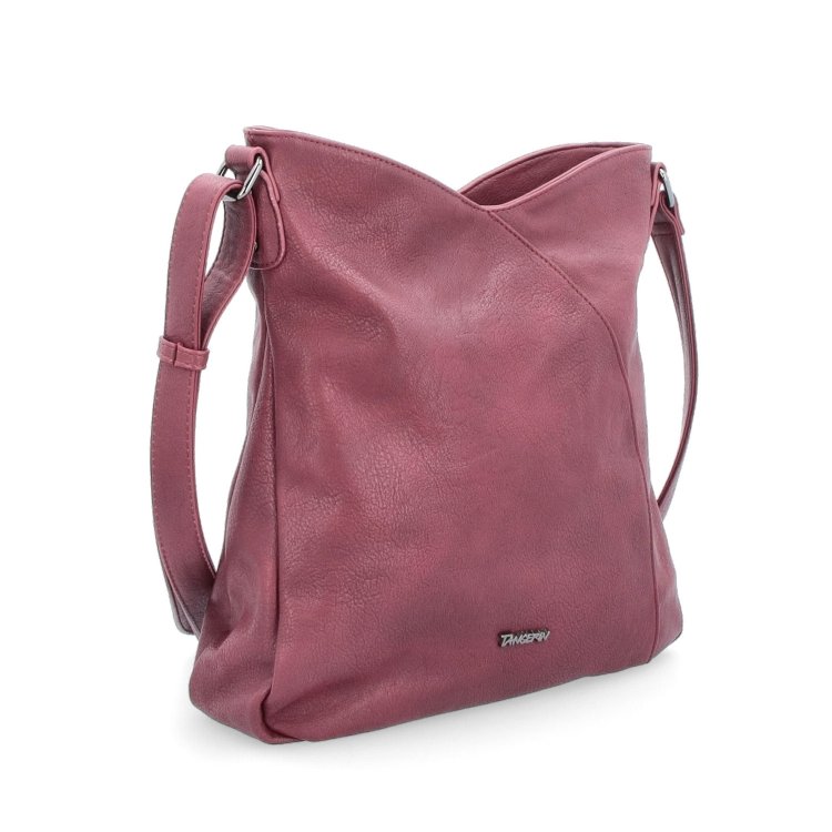 Asymetrická crossbody kabelka s prešívaním Tangerin materiál syntetická koža zapínanie na zips farba vínová veľkosť stredná 8023 BO