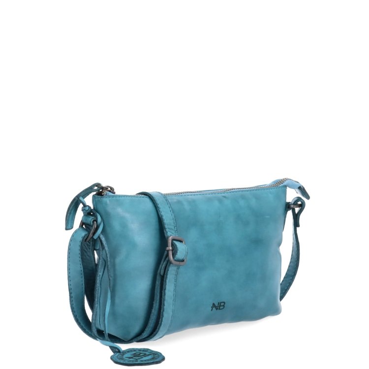 Kožená crossbody s čistými líniami Noelia Bolger materiál kože zapínanie na zips farba tyrkysová veľkosť malá NB 2414 TYR