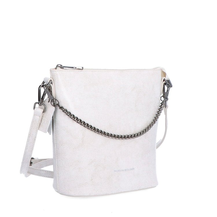 Elegantná kožená crossbody s retiazkou Noelia Bolger materiál kože zapínanie na zips farba biela veľkosť malá NB 0048 OW