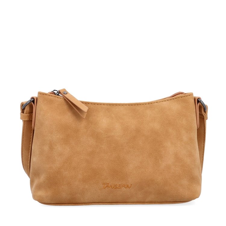 Malá elegantná crossbody kabelka Tangerin materiál syntetická koža zapínanie na zips farba koňaková veľkosť malá 1109 CAM Spredu