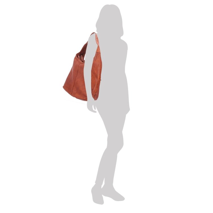 Veľká prešívaná kožená shopper kabelka Noelia Bolger materiál kože zapínanie na zips farba koňaková veľkosť veľká NB 2077 KO Na postave