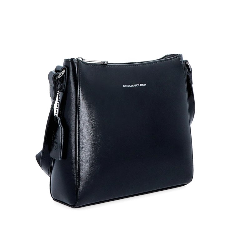 Nadčasová crossbody kabelka z pravej kože Noelia Bolger materiál kože zapínanie na zips farba čierna veľkosť malá NB 0079 C