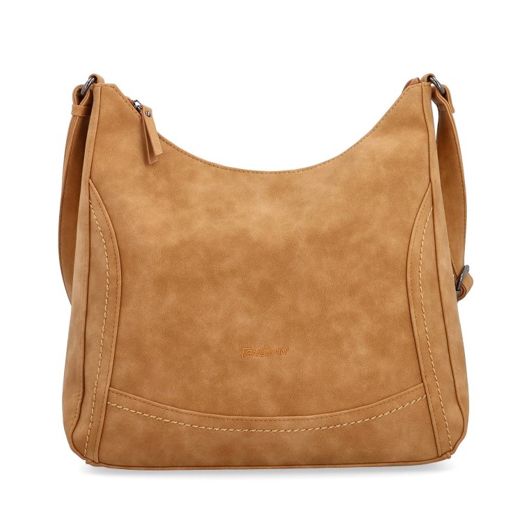 Crossbody syntetická kabelka s prešívaním Tangerin materiál syntetická koža zapínanie na zips farba koňaková veľkosť stredná 1104 CAM Spredu
