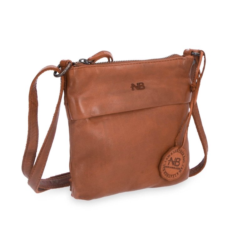 Malá kožená crossbody so zapínaním na zips Noelia Bolger materiál kože zapínanie na zips farba koňaková veľkosť malá NB 2090 KO