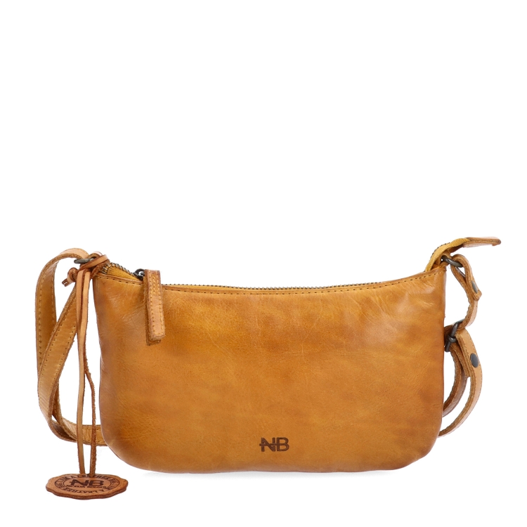 Malá elegantná kožená crossbody kabelka Noelia Bolger materiál kože zapínanie na zips farba žltá veľkosť malá NB 2420 ZLU Spredu