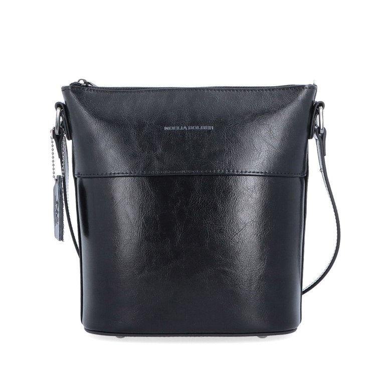 Luxusná kožená crossbody kabelka Noelia Bolger materiál kože zapínanie na zips farba čierna veľkosť malá NB 0077 C Spredu