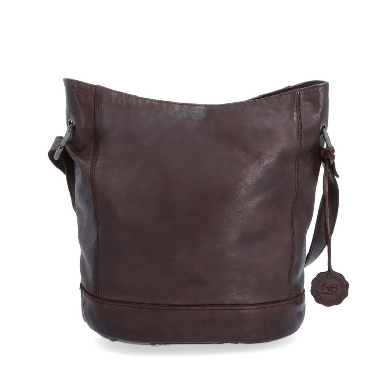 Kožená crossbody kabelka s dizajnovým prešívaním Noelia Bolger materiál kože zapínanie na zips farba hnedá veľkosť stredná NB 2089 H Spredu