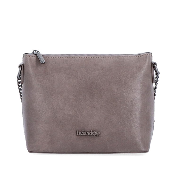 Spoločenská crossbody kabelka s retiazkou Le Sands materiál syntetická koža zapínanie na zips farba taupe veľkosť malá 7708 T Spredu