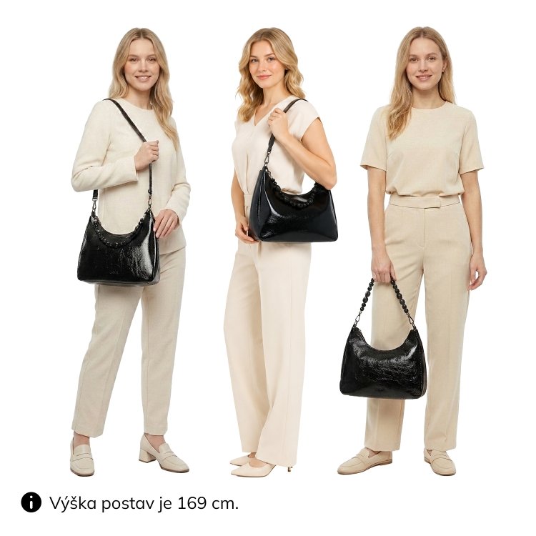 Kabelka cez rameno aj crossbody s odnímateľnými popruhmi Le Sands materiál syntetická koža zapínanie na zips farba vínová veľkosť stredná 4637 BO Na postave