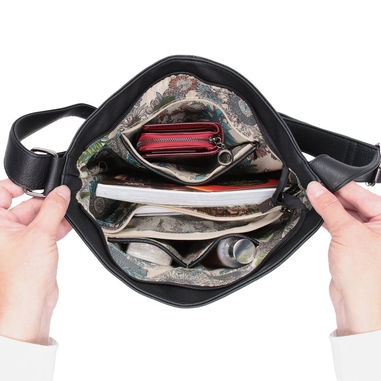 Veľká crossbody kabelka z mäkkej syntetickej kože Tangerin materiál syntetická koža zapínanie na zips farba béžová veľkosť veľká 8001 K Vnútro