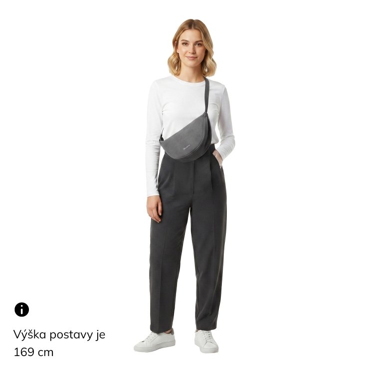Štýlový dámský Moonbag zo syntetického materiálu Tangerin materiál syntetická koža zapínanie na zips farba hnedá veľkosť malá 1112 H Na postave