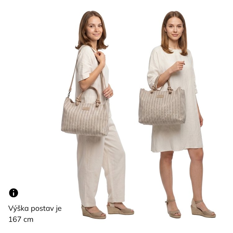 Priestranná shopper kabelka s originálnymi uchami Le Sands materiál syntetická koža zapínanie na zips farba oranžová veľkosť veľká 4613 O Na postave