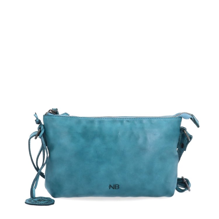 Kožená crossbody s čistými líniami Noelia Bolger materiál kože zapínanie na zips farba tyrkysová veľkosť malá NB 2414 TYR Spredu