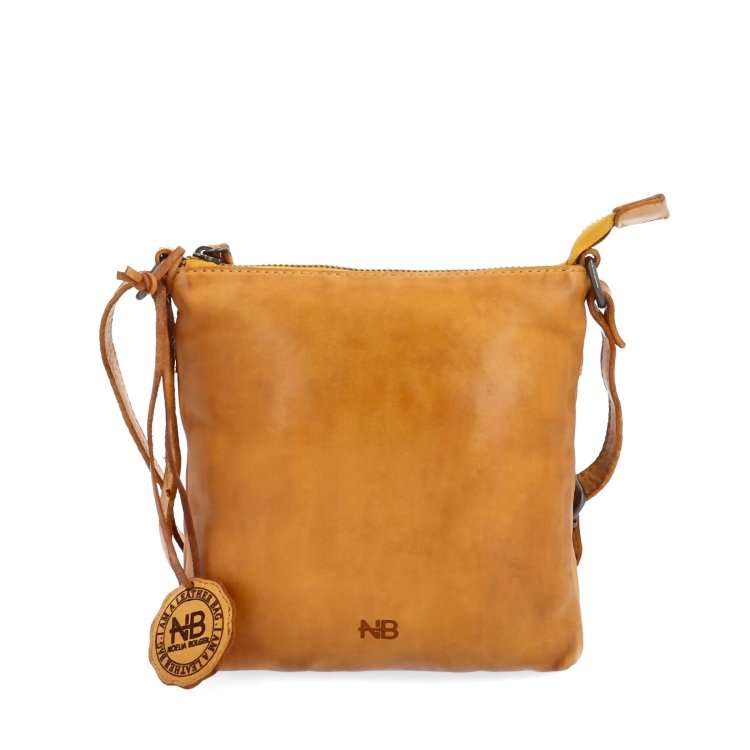 Elegantná kožená crossbody kabelka Noelia Bolger materiál kože zapínanie na zips farba žltá veľkosť malá NB 2415 ZLU Spredu