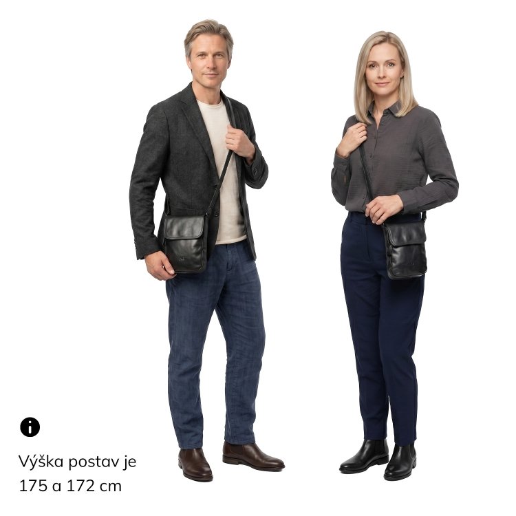 Kožená crossbody taška s chlopňou Noelia Bolger materiál kože zapínanie s chlopňou farba čierna veľkosť malá NB 2418 C Na postave