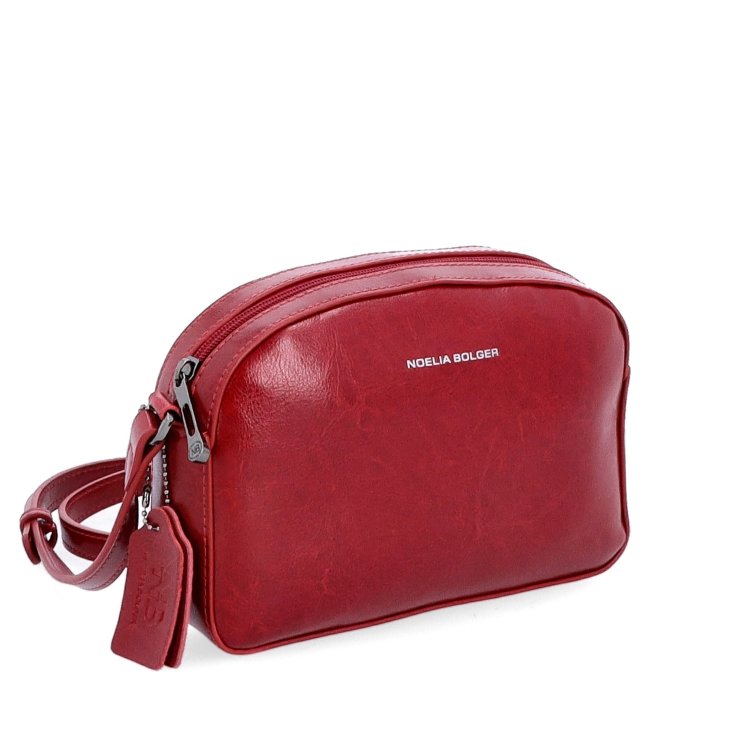 Malá minimalistická kožená crossbody kabelka Noelia Bolger materiál kože zapínanie na zips farba červená veľkosť malá NB 0106 TCV