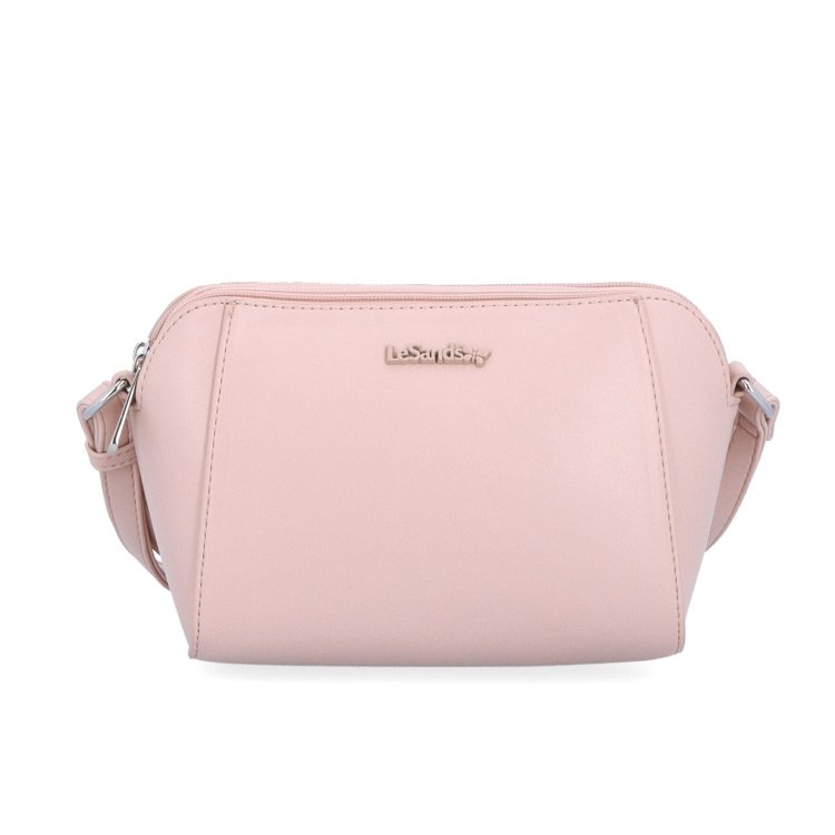 Menšia crossbody kabelka s dvoma vreckami Le Sands materiál syntetická koža zapínanie na zips farba ružová veľkosť malá 7716 R Spredu