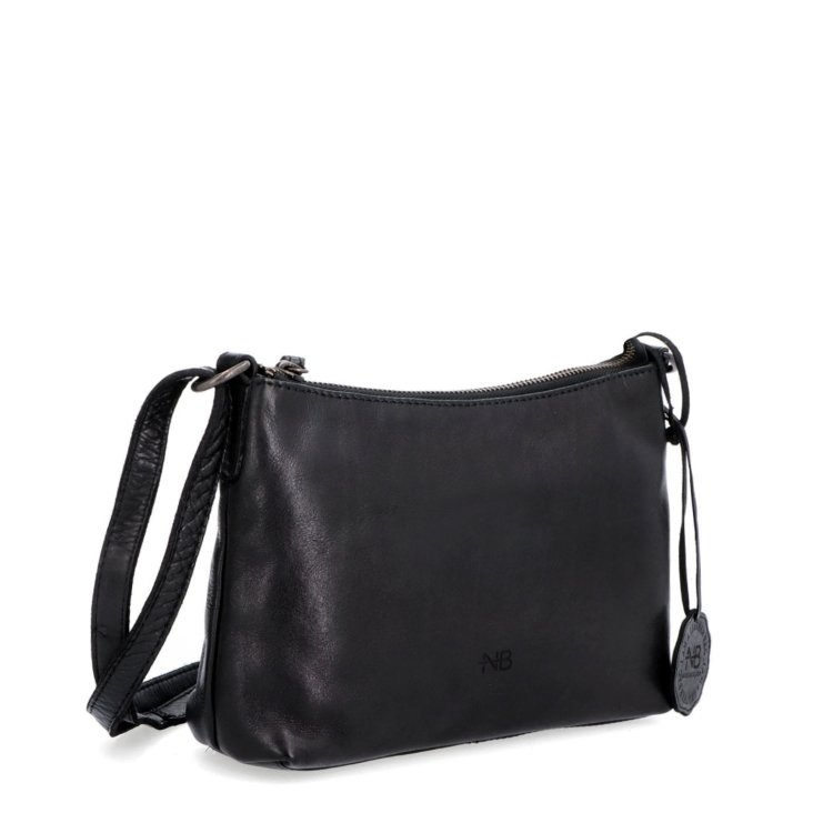 Praktická kožená crossbody na každý deň Noelia Bolger materiál kože zapínanie na zips farba čierna veľkosť malá NB 2406 C