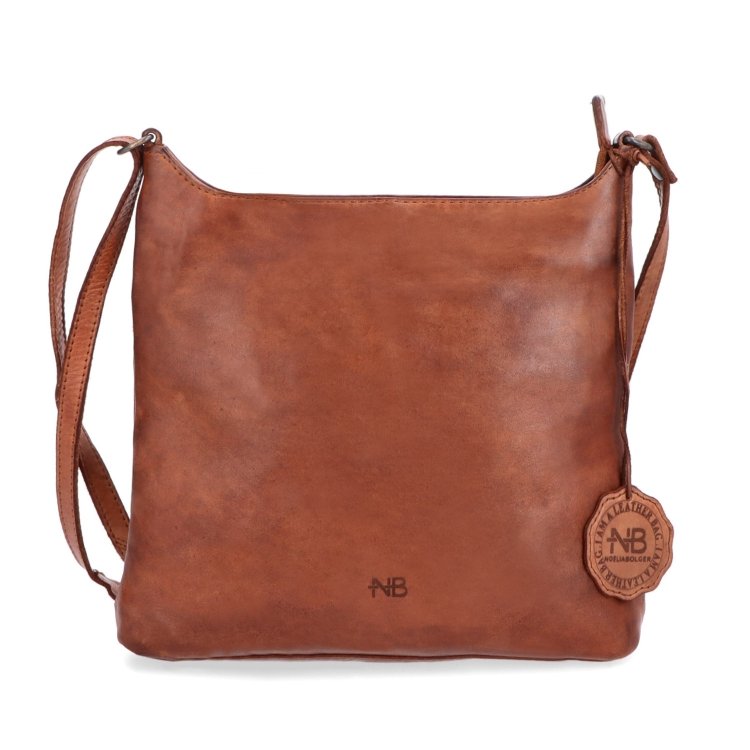 Kožená crossbody kabelka na každý deň Noelia Bolger materiál kože zapínanie na zips farba koňaková veľkosť malá NB 2404 KO Spredu