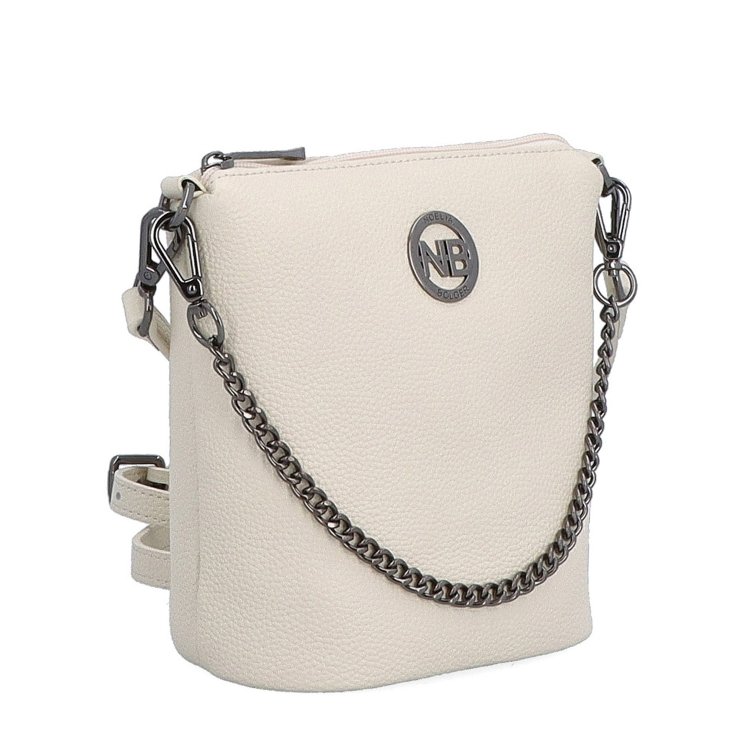 Malá kožená crossbody kabelka s výraznou retiazkou Noelia Bolger materiál kože zapínanie na zips farba béžová veľkosť malá NB 3016 K