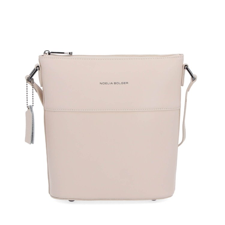 Crossbody z pravej kože Noelia Bolger materiál kože zapínanie na zips farba béžová veľkosť malá NB 0052 BE Spredu
