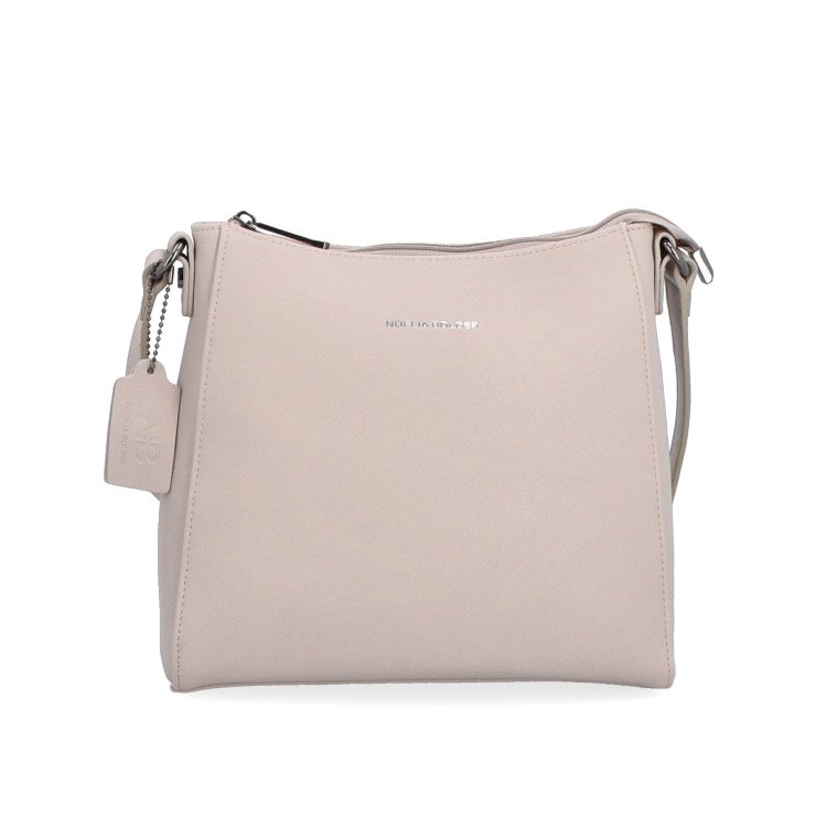 Kožená crossbody kabelka Noelia Bolger materiál kože zapínanie na zips farba sivá veľkosť malá NB 0074 SS Spredu