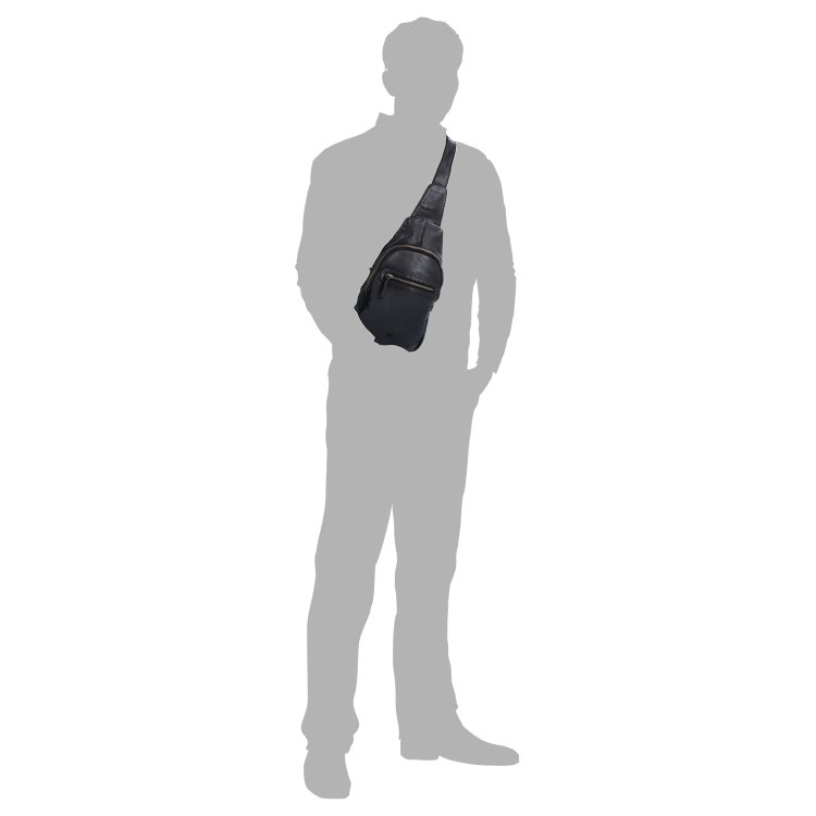 Kožený crossbody bodybag s variabilným nosením Noelia Bolger materiál kože zapínanie na zips farba čierna veľkosť malá NB 2034 C Na postave