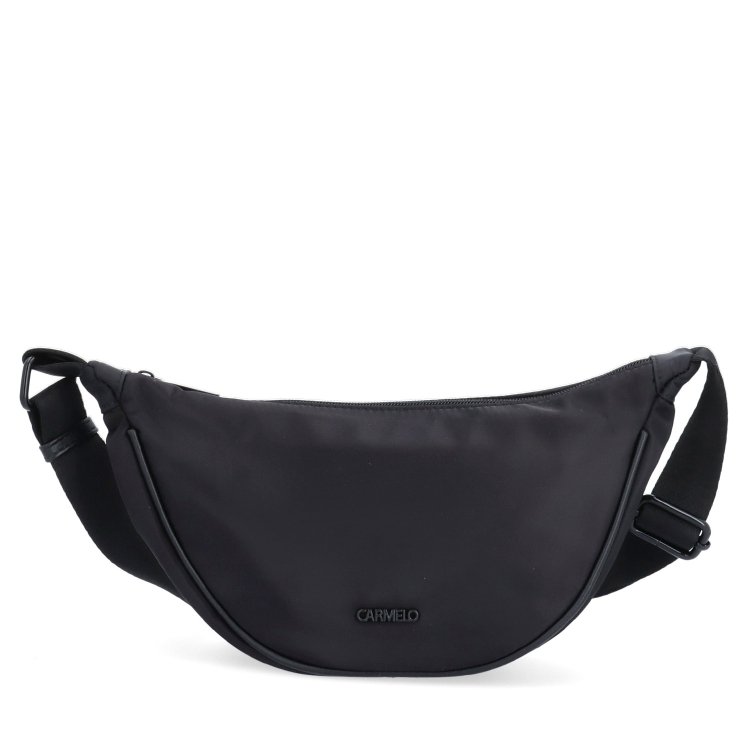 Malá nylonová kabelka typu moonbag Carmelo materiál nylon zapínanie na zips farba čierna veľkosť malá 6609 C Spredu